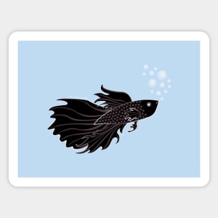 Black Beta Fish Making a Bubble Nest Sticker